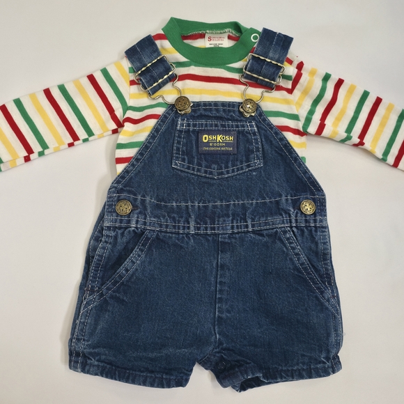 OshKosh B'gosh Other - Vintage OshKosh B’Gosh Baby Overall Set USA Made 80s S Cotton